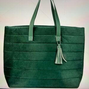 Green Quilted Velvet Tote